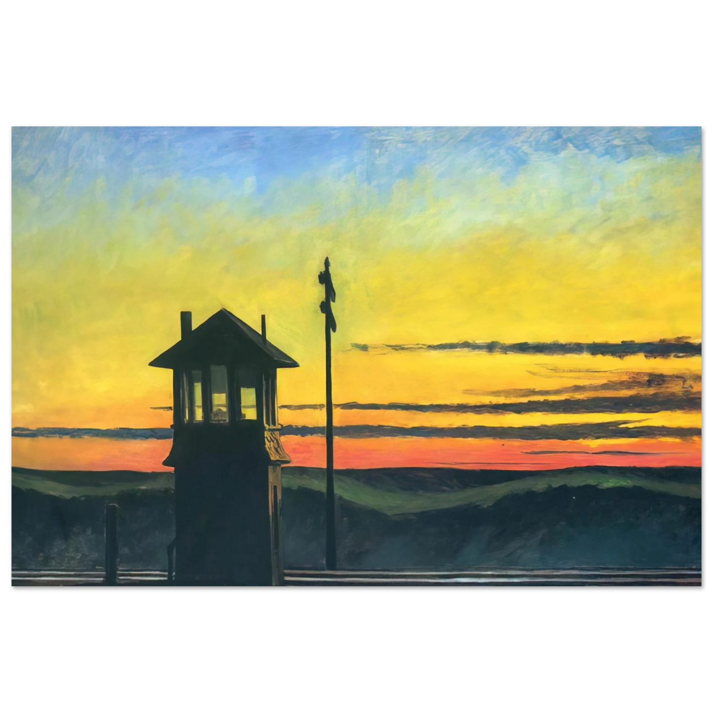 Edward Hopper - Railroad Sunset Fine Art Poster - 40x60 cm / 16x24 inches
