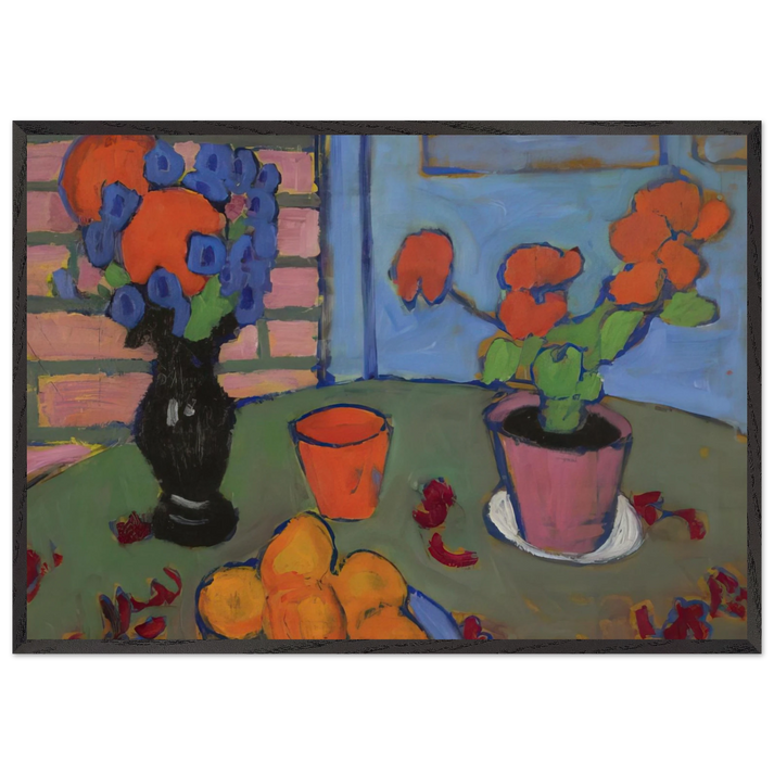 STILL LIFE WITH FLOWERS AND ORANGES 1909 - Alexej von Jawlensky 70x100 cm / 28x40 inches Framed Art Print – Black Wooden Frame
