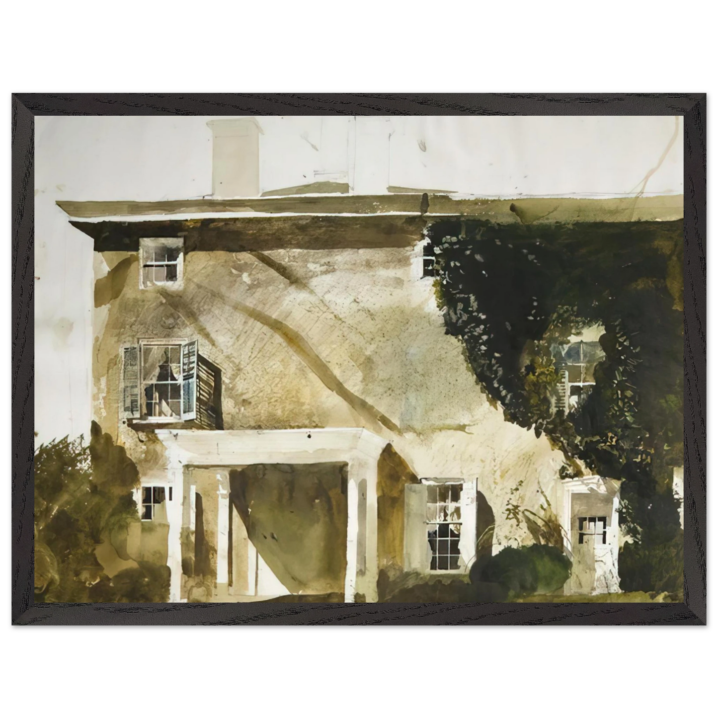 Andrew Wyeth - THE HATTON HOUSE 1967 Wall Art - 30x40 cm / 12x16 inches - Premium Wooden Framed Poster With Fine Art Paper - Wood frame