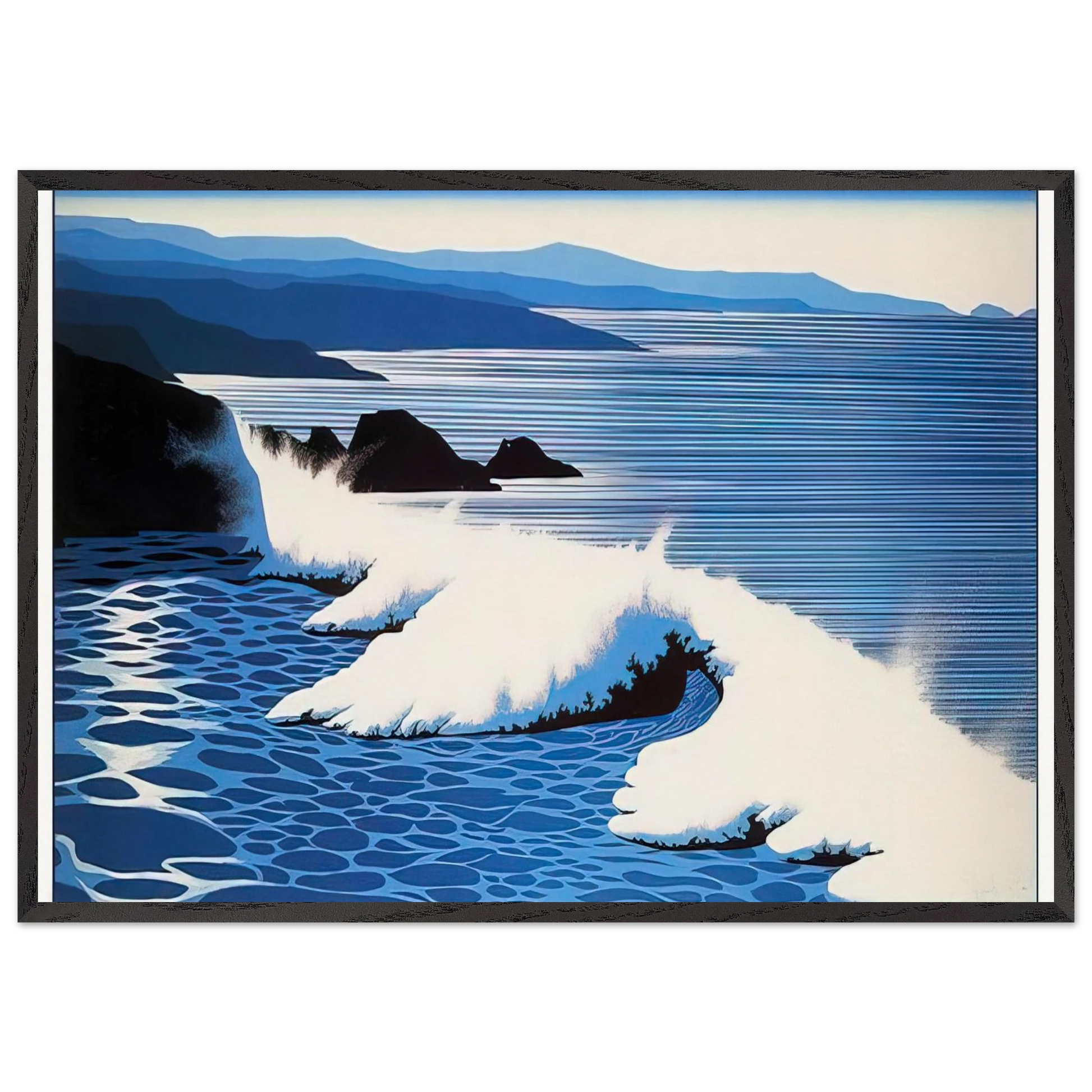 The Wave - Eyvind Earle Framed Art Print – Black Wooden Frame - Default Title - -Framed Art Print