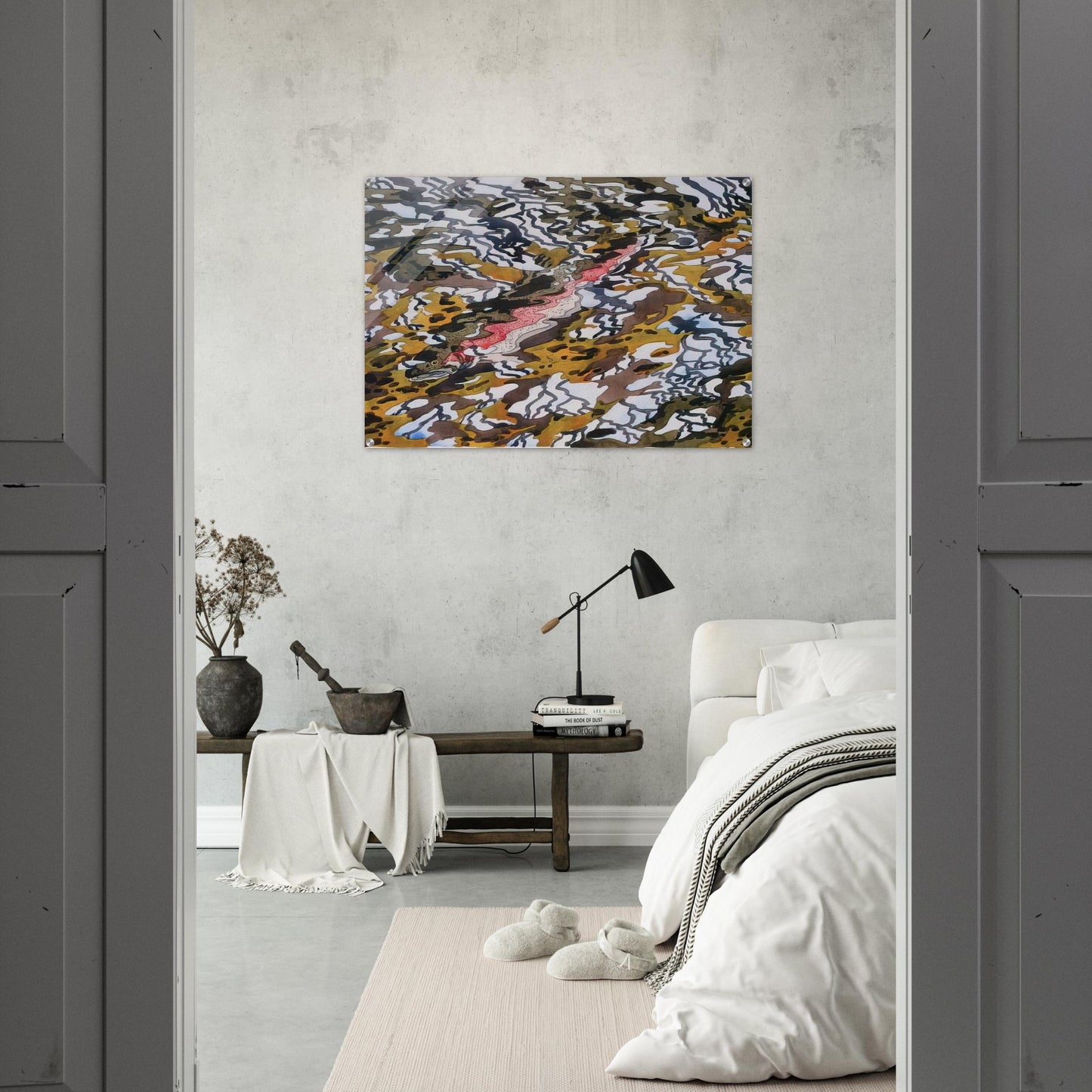Trout and Reflected Tree - 1985 - Neil Welliver Acrylic Print - 70x100 cm / 28x40″ inches | Neil Welliver Wall Art | Neil Welliver Prints