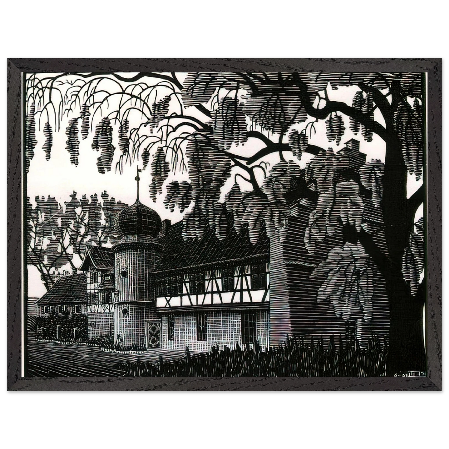 MC Escher - ESCHER (12) Wall Art - 21x29.7 cm / 8x12" - Premium Wooden Framed Poster With Fine Art Paper - White frame