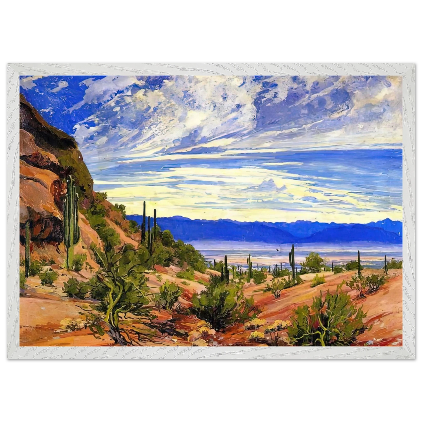 Maynard Dixon - WASHOE WICKIUP 1919 Wall art - 28x43  cm / XL (11x17 Inches) - Premium Wooden Framed Poster With Fine Art Paper - Wood frame