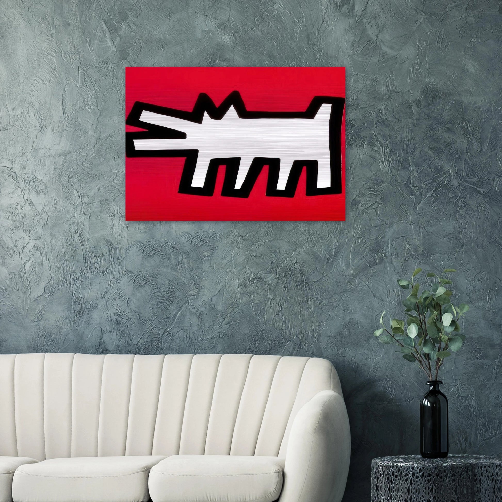 BARKING DOG 1990 - Keith Haring Brushed Aluminum Print - 70x100 cm / 28x40 inches | Keith Haring Aluminum Print | Keith Haring Prints