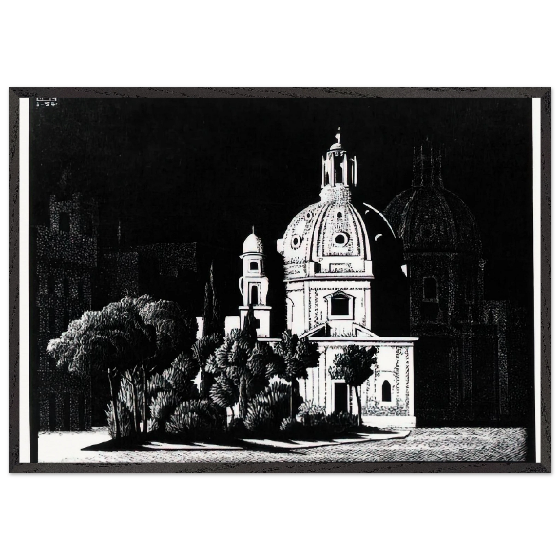 NOCTURNAL ROME 1 - MC Escher Framed Art Print – Black Wooden Frame - Default Title - -Framed Art Print