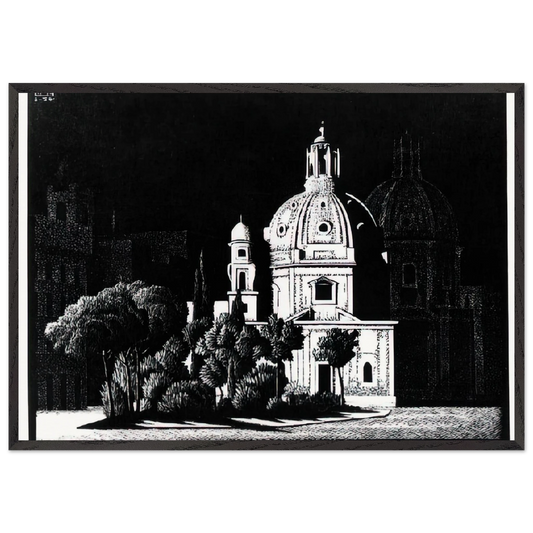 NOCTURNAL ROME 1 - MC Escher Framed Art Print – Black Wooden Frame - Default Title - -Framed Art Print