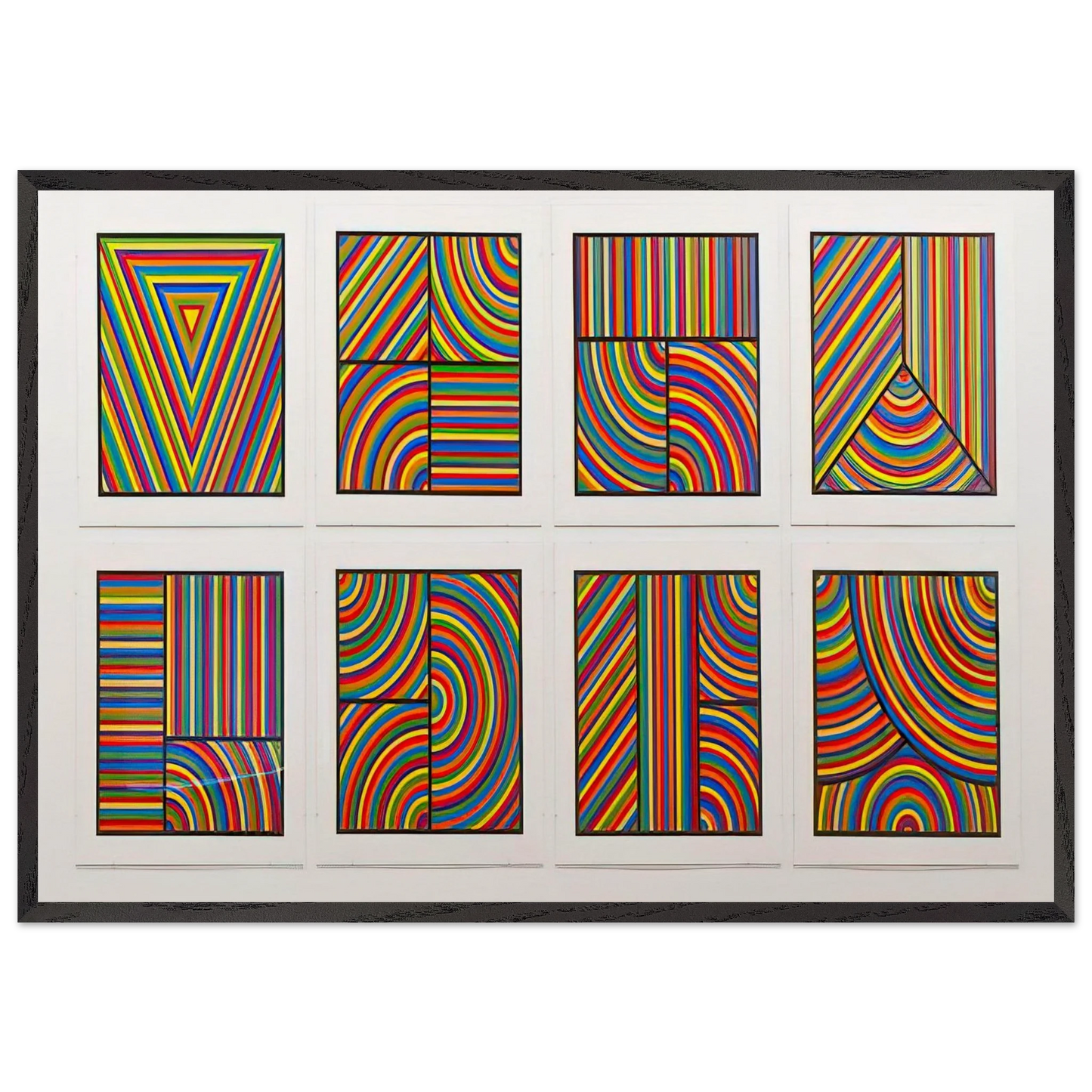 Color Bands Wadsworth Portfolio - Sol LeWitt Framed Art Print – Black Wooden Frame - Default Title - -Framed Art Print