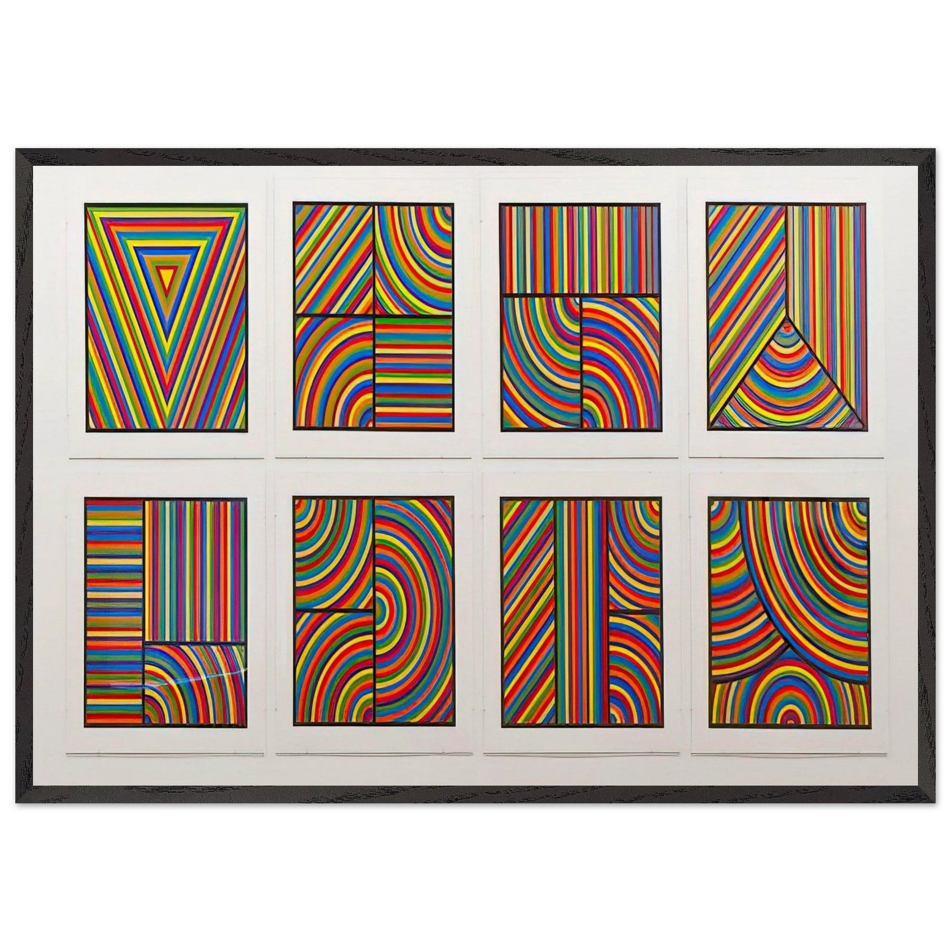 Color Bands Wadsworth Portfolio - Sol LeWitt Framed Art Print – Black Wooden Frame - Default Title - -Framed Art Print