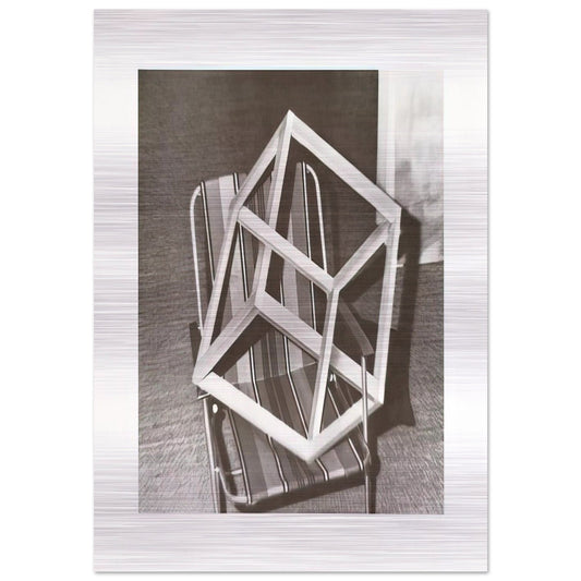 CUBE ON LAWNCHAIR - Gerhard Richter Brushed Aluminum Print - 70x100 cm / 28x40 inches | Gerhard Richter Aluminum Print | Gerhard Richter Prints