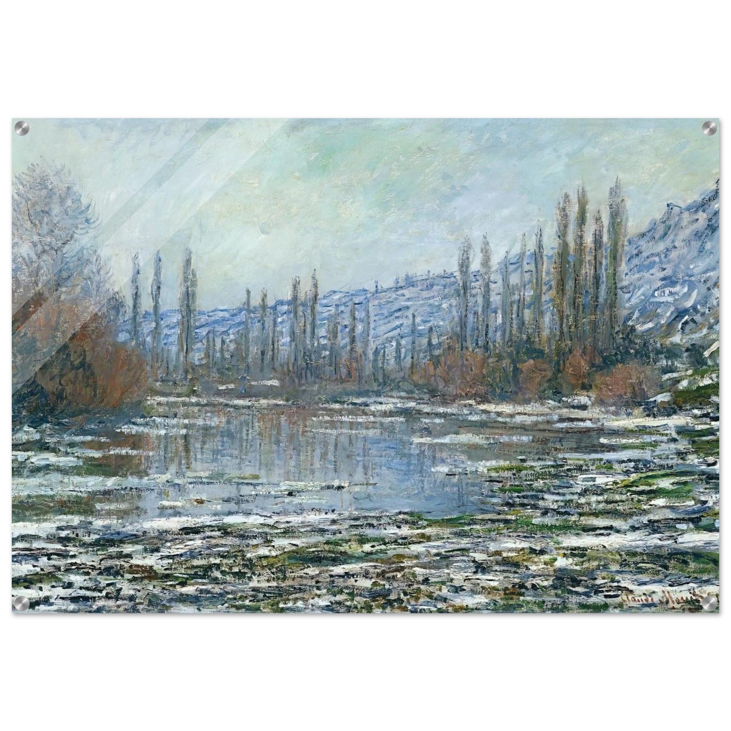 The Thaw at Vetheuil - claude monet Acrylic Print - 70x100 cm / 28x40″ inches | claude monet Wall Art | claude monet Prints
