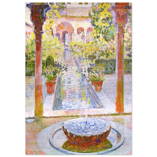 THE GARDENS OF GENERALIFE IN GRENADA 1913 - Theo van Rysselberghe Brushed Aluminum Print - 70x100 cm / 28x40 inches | Theo van Rysselberghe Aluminum Print | Theo van Rysselberghe Prints