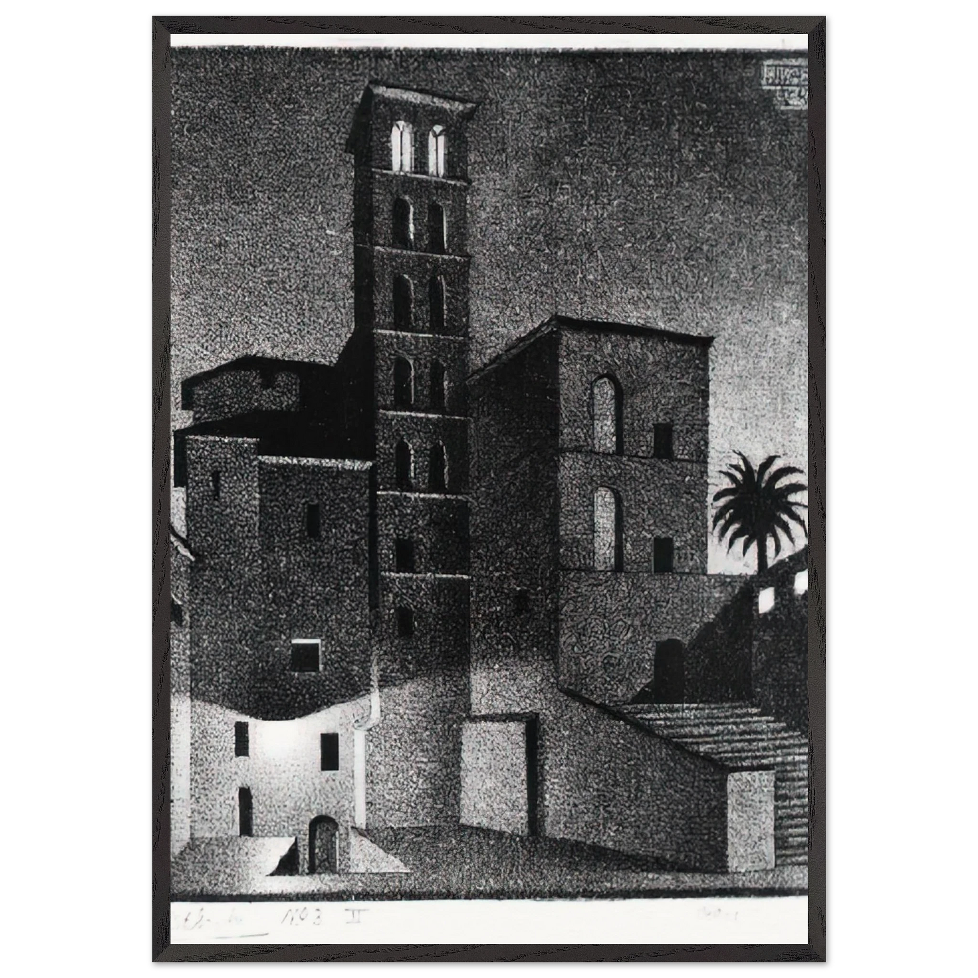 ESCHER 27 - MC Escher Framed Art Print – Black Wooden Frame - Default Title - -Framed Art Print