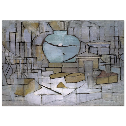 Still Life with Gingerpot 2 - Piet Mondrian Brushed Aluminum Print - 70x100 cm / 28x40 inches | Piet Mondrian Aluminum Print | Piet Mondrian Prints