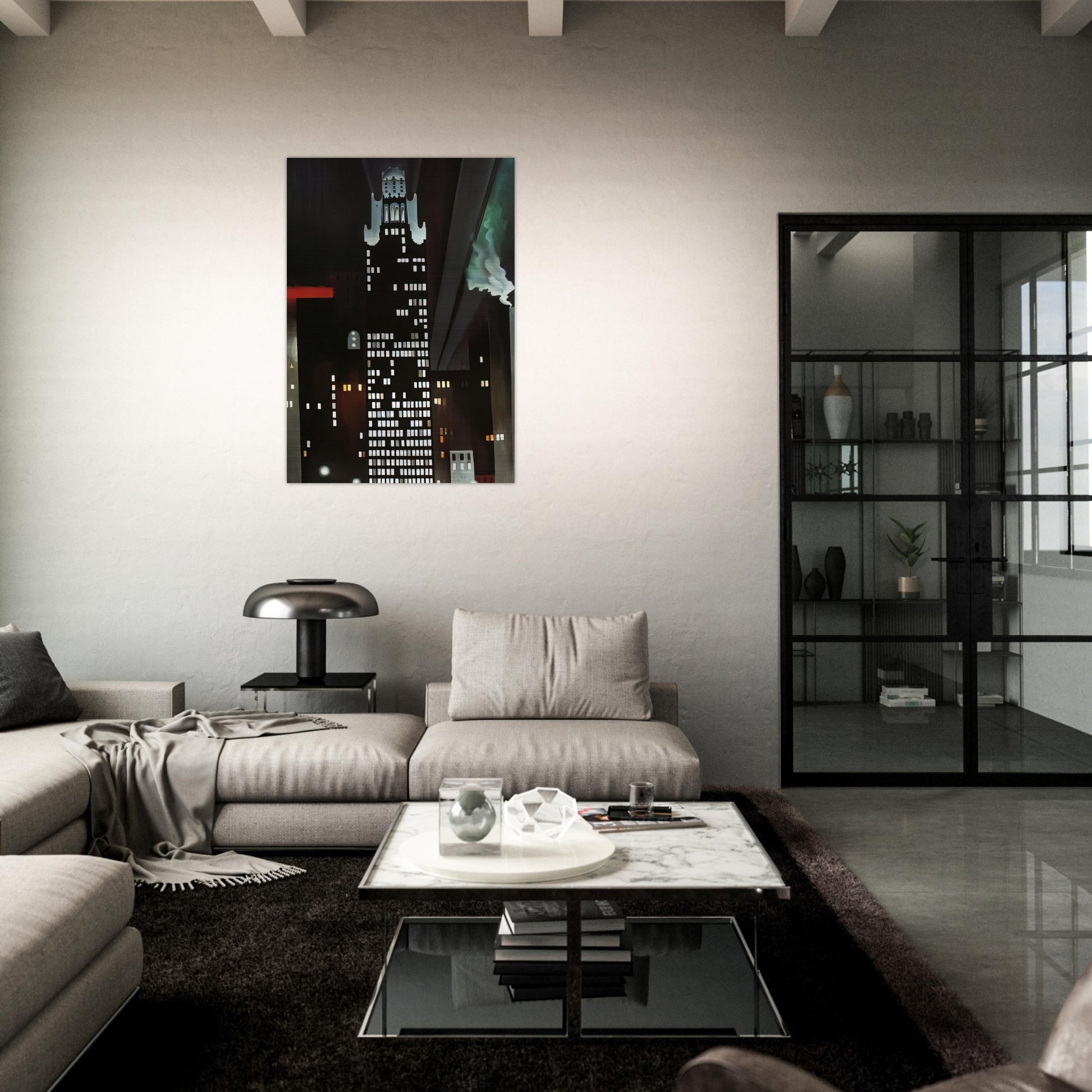 Radiator Building - Night, New York - Georgia O'Keeffe Brushed Aluminum Print - 70x100 cm / 28x40 inches | Georgia O'Keeffe Aluminum Print | Georgia O'Keeffe Prints