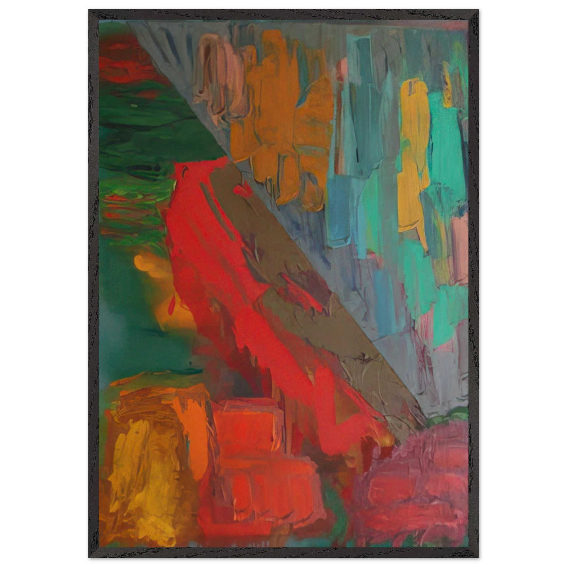Landslide - 1978 - John Hoyland 70x100 cm / 28x40 inches Framed Art Print – Black Wooden Frame