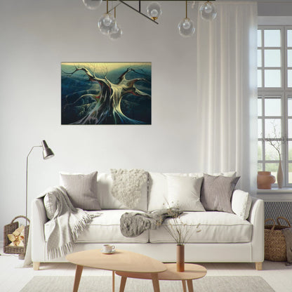 Moonlit Tree Trunk - Eyvind Earle Brushed Aluminum Print - 70x100 cm / 28x40 inches | Eyvind Earle Aluminum Print | Eyvind Earle Prints