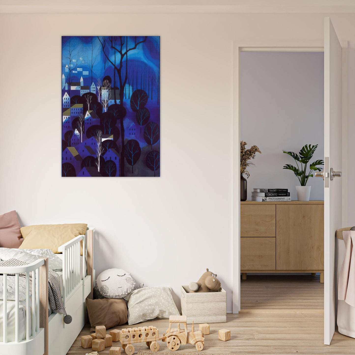 Midnight Blue - Eyvind Earle Brushed Aluminum Print - 70x100 cm / 28x40 inches | Eyvind Earle Aluminum Print | Eyvind Earle Prints