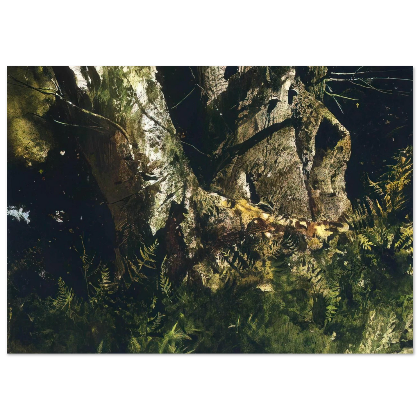 Andrew Wyeth - VIRGIN BIRCH 1982 Wall Art - 21x29.7 cm / 8x12" - Premium Wooden Framed Poster With Fine Art Paper - Wood frame