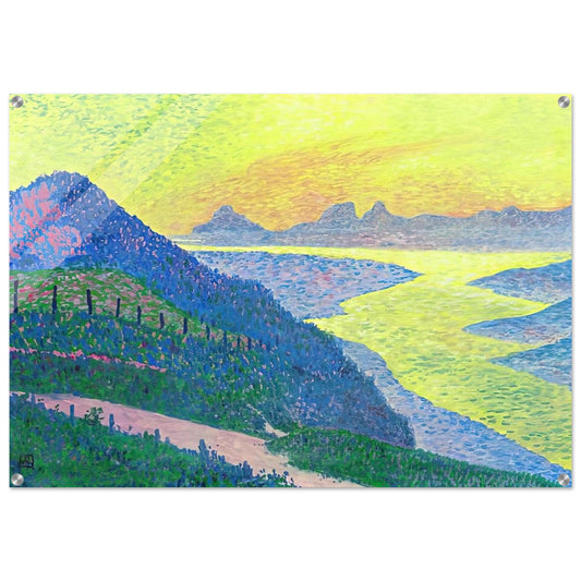 SUNSET AT AMBLETEUSE 1899 - Theo van Rysselberghe Acrylic Print - 70x100 cm / 28x40″ inches | Theo van Rysselberghe Wall Art | Theo van Rysselberghe Prints