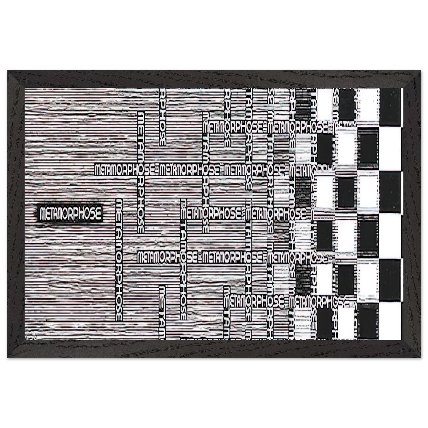 MC Escher - METAMORPHOSIS II EXCERPT 1 Wall Art - 21x29.7 cm / 8x12" - Premium Wooden Framed Poster With Fine Art Paper - Black frame