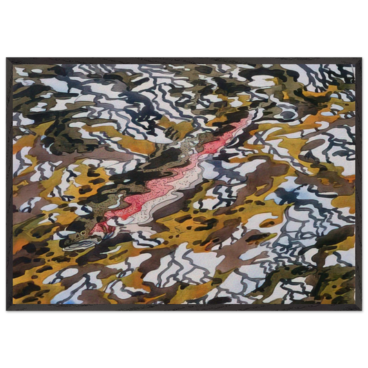 Trout and Reflected Tree - 1985 - Neil Welliver Framed Art Print – Black Wooden Frame - Default Title - -Framed Art Print