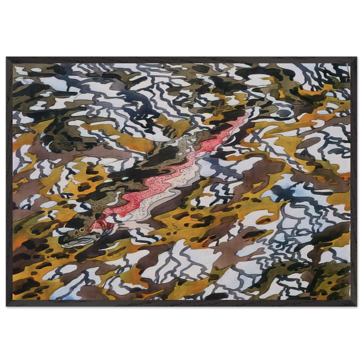 Trout and Reflected Tree - 1985 - Neil Welliver 70x100 cm / 28x40 inches Framed Art Print – Black Wooden Frame