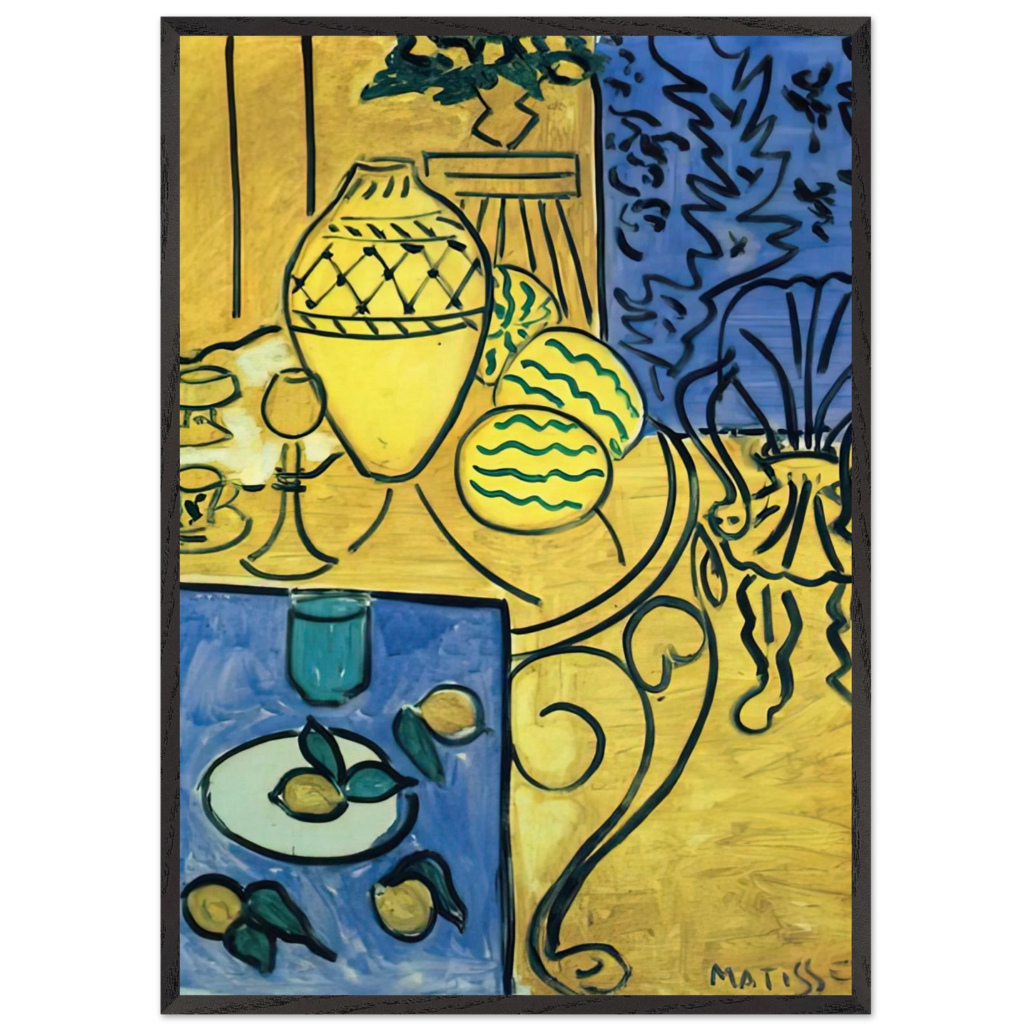 INTERIOR IN YELLOW 1946 - Henri Matisse Framed Art Print – Black Wooden Frame - Default Title - -Framed Art Print