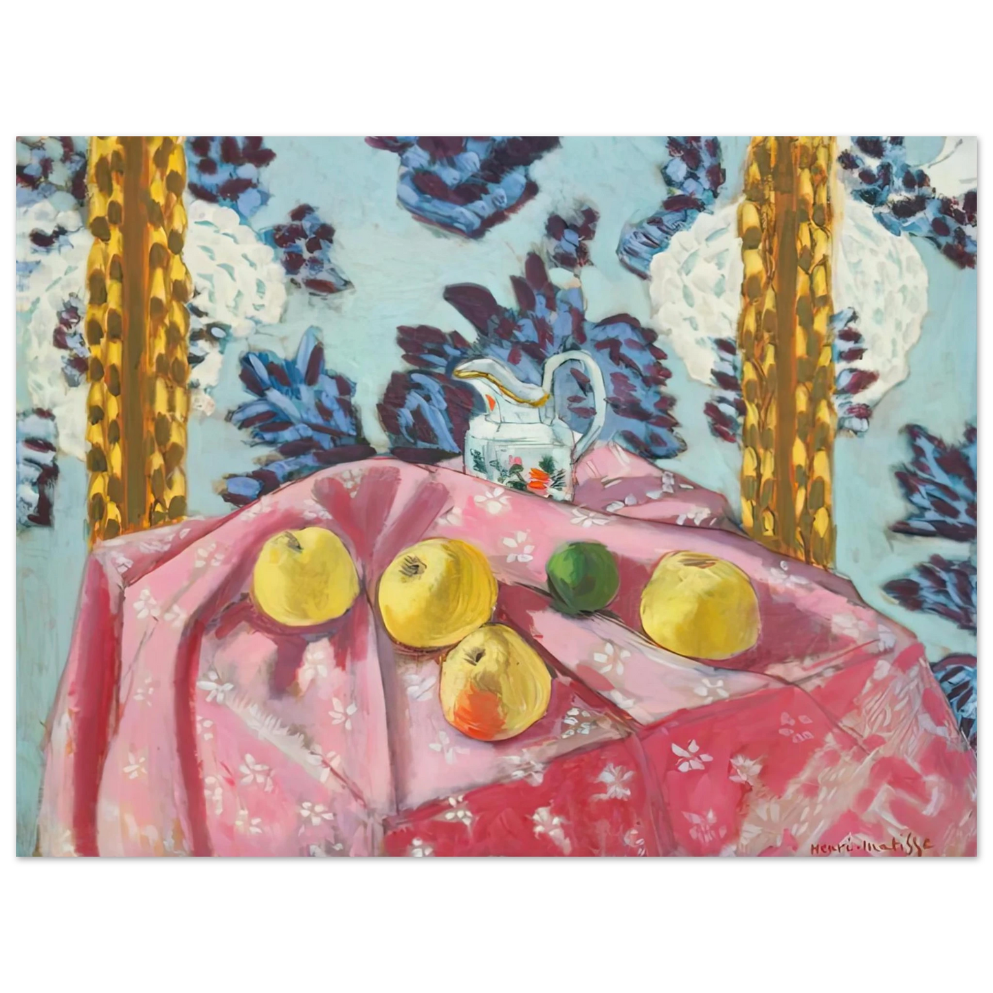 Henri Matisse - STILL LIFE WITH APPLES ON A PINK TABLECLOTH 1924 Fine Art Poster - Default Title