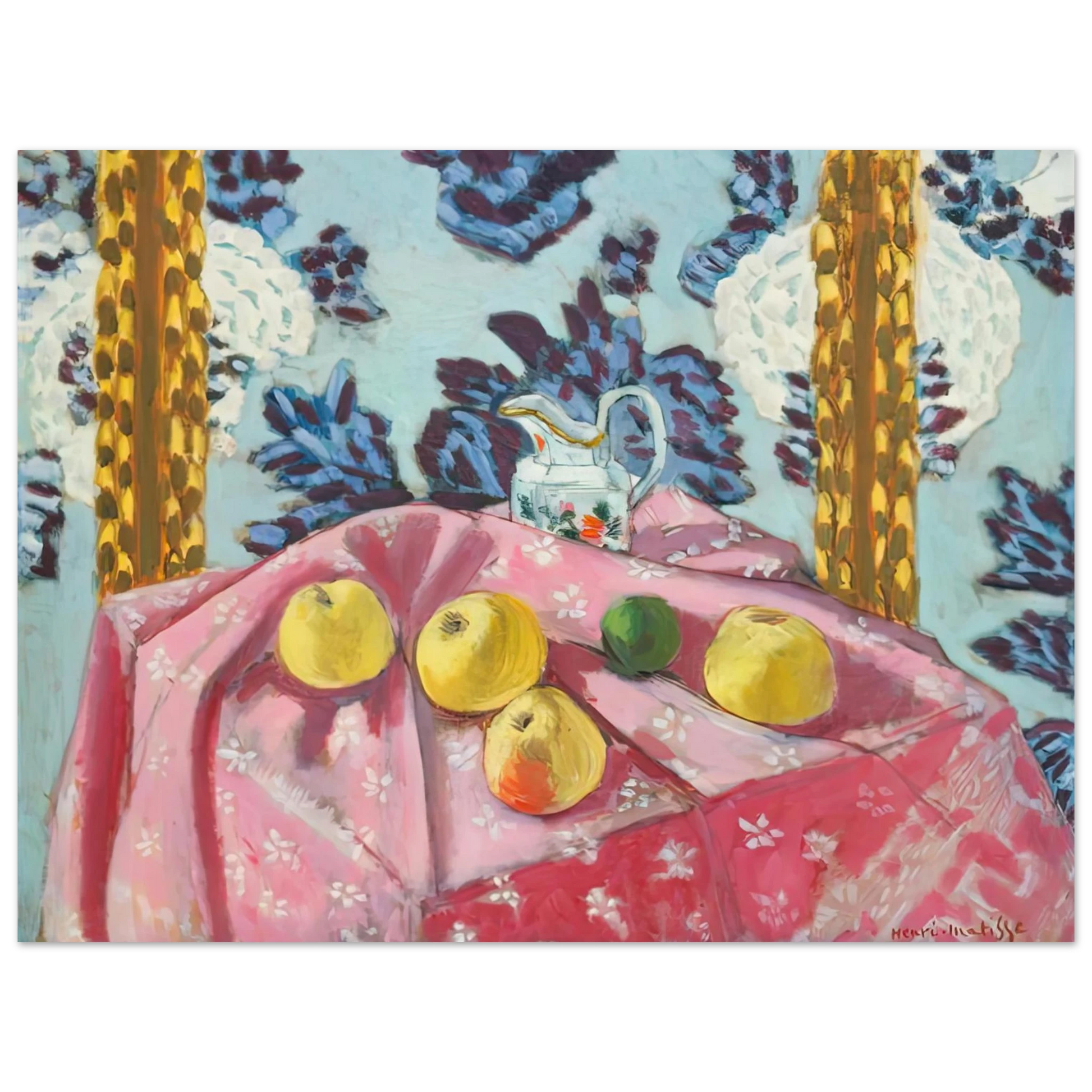 Henri Matisse - STILL LIFE WITH APPLES ON A PINK TABLECLOTH 1924 Fine Art Poster - Default Title