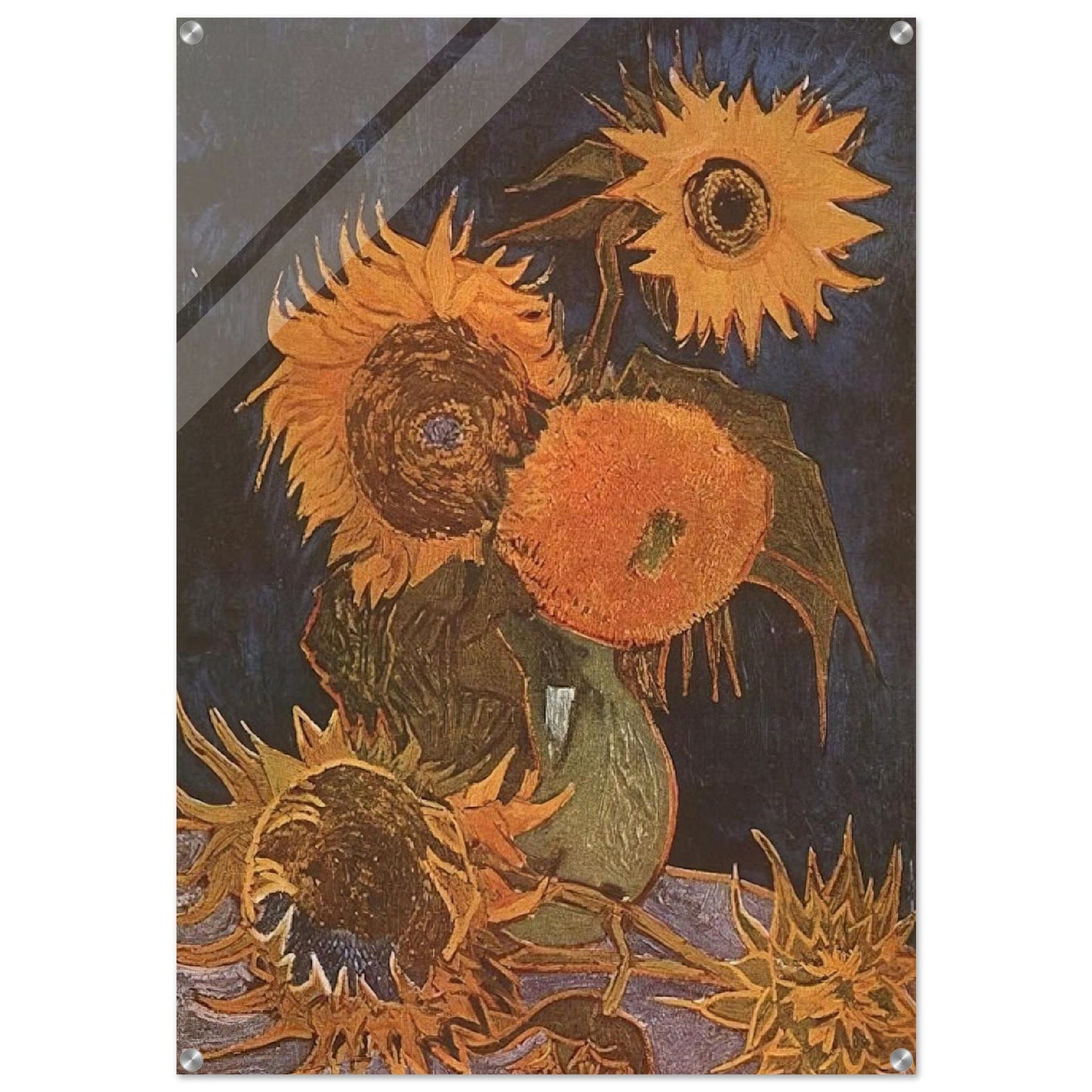 Still Life Vase with Five Sunflowers - Vincent van Gogh Acrylic Print - 70x100 cm / 28x40″ inches