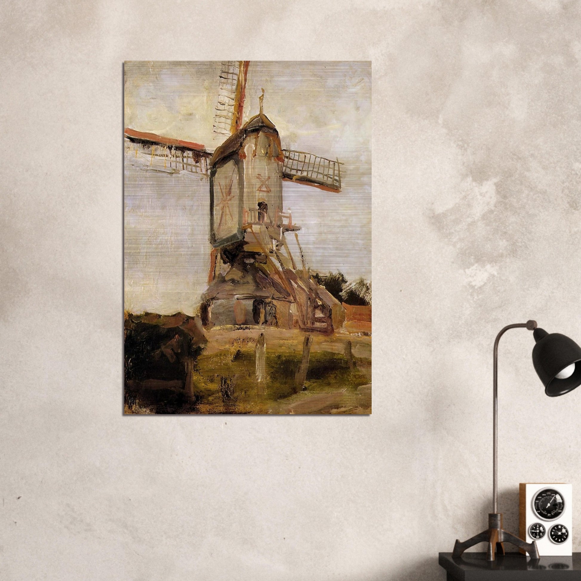 Mill of Heeswijk Sun - Piet Mondrian Brushed Aluminum Print - 70x100 cm / 28x40 inches | Piet Mondrian Aluminum Print | Piet Mondrian Prints