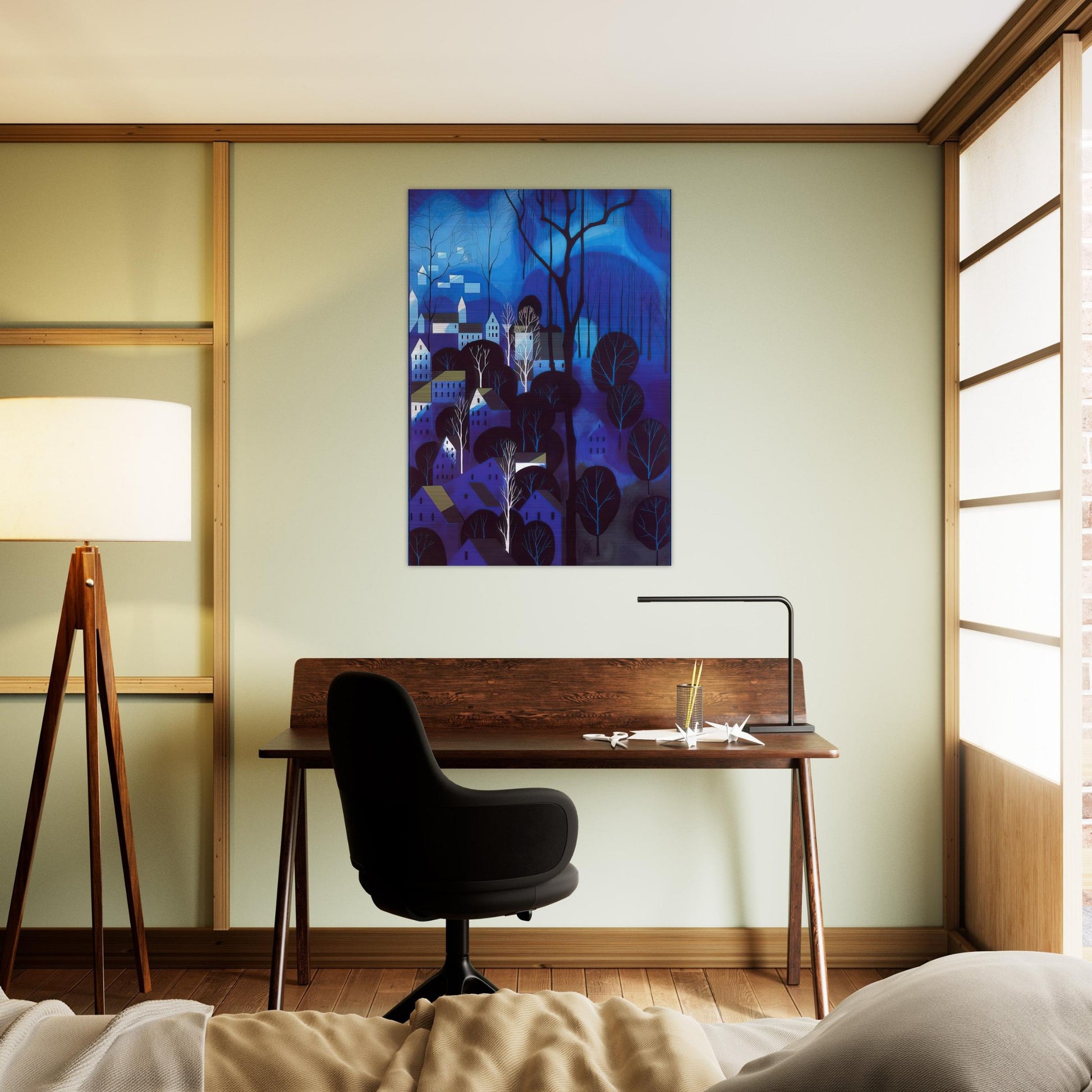 Midnight Blue - Eyvind Earle Brushed Aluminum Print - 70x100 cm / 28x40 inches | Eyvind Earle Aluminum Print | Eyvind Earle Prints