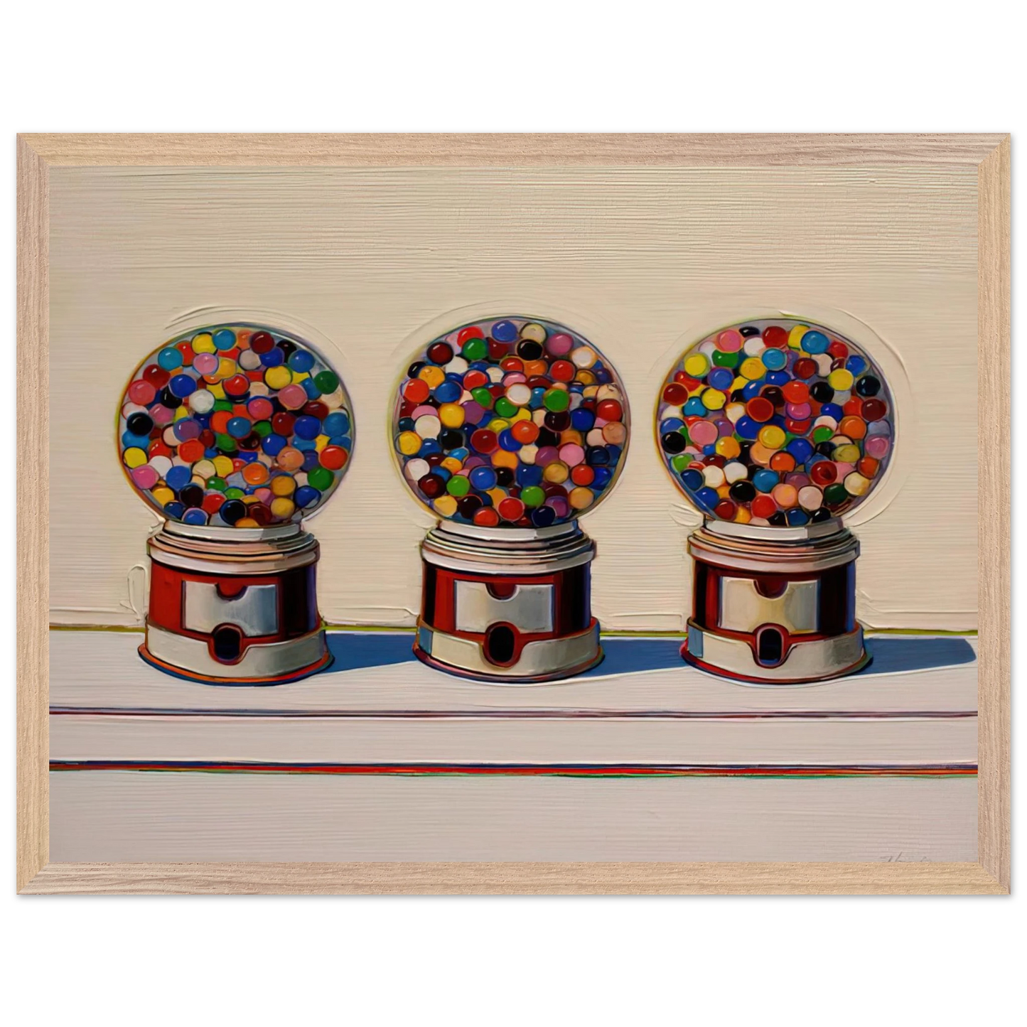 Wayne Thiebaud - Three Machines - 1963 Wall Art - 21x29.7 cm / 8x12" - Premium Wooden Framed Poster With Fine Art Paper - Wood frame