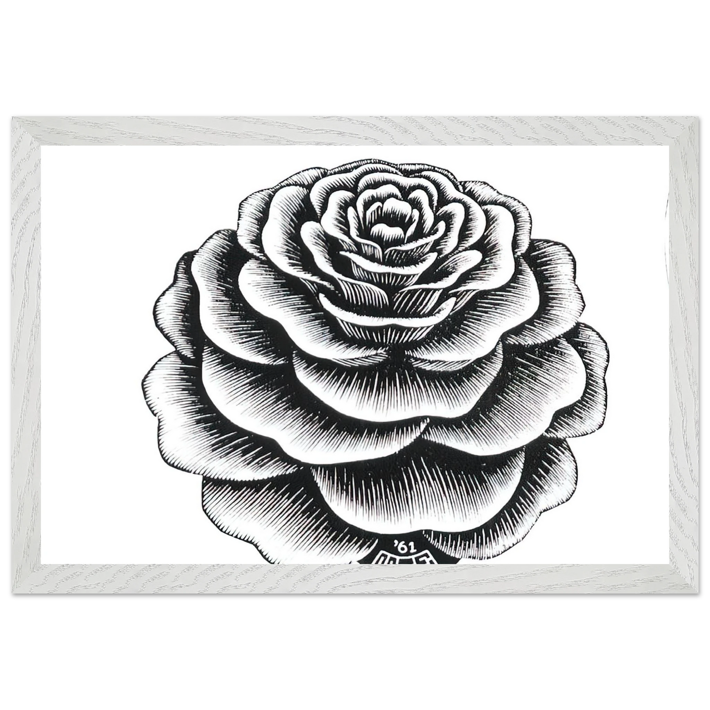 MC Escher - FLOWER 1 Wall Art - 21x29.7 cm / 8x12" - Premium Wooden Framed Poster With Fine Art Paper - Wood frame