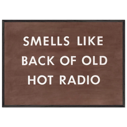 SMELLS LIKE BACK OF OLD HOT RADIO 1976 - Edward Ruscha Framed Art Print – Black Wooden Frame - Default Title - -Framed Art Print