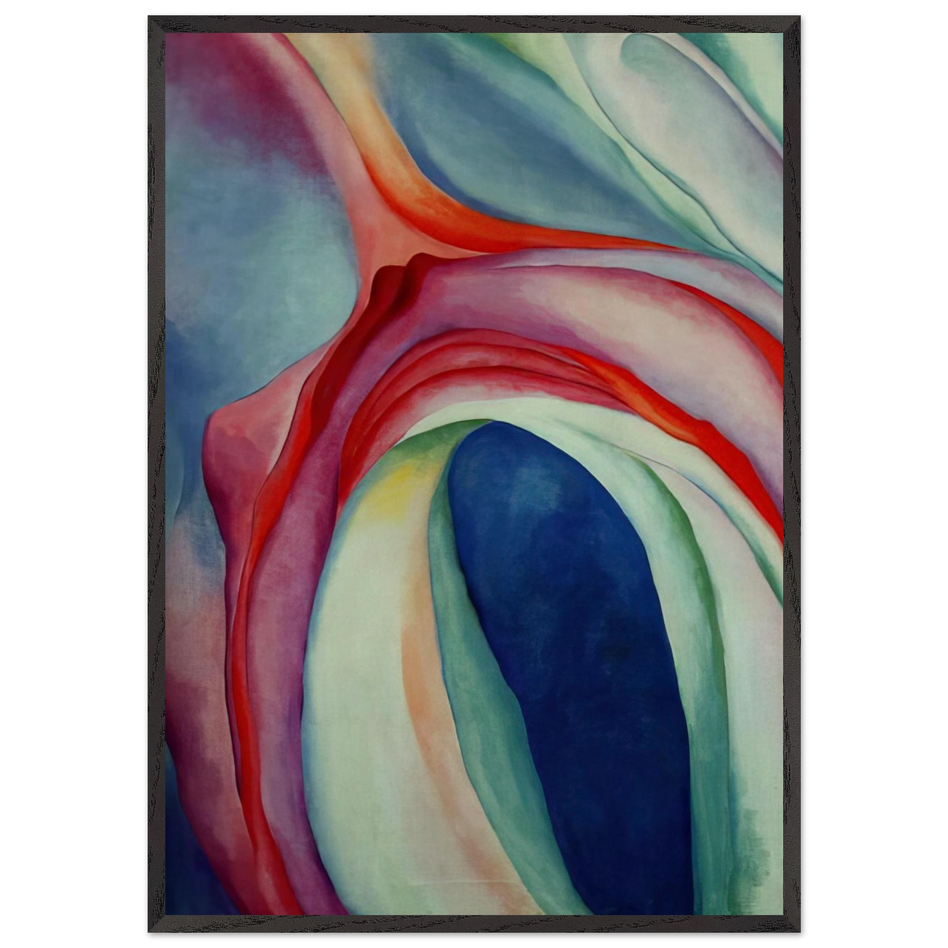 Music Pink and Blue II - Georgia OKeeffe 70x100 cm / 28x40 inches Framed Art Print – Black Wooden Frame