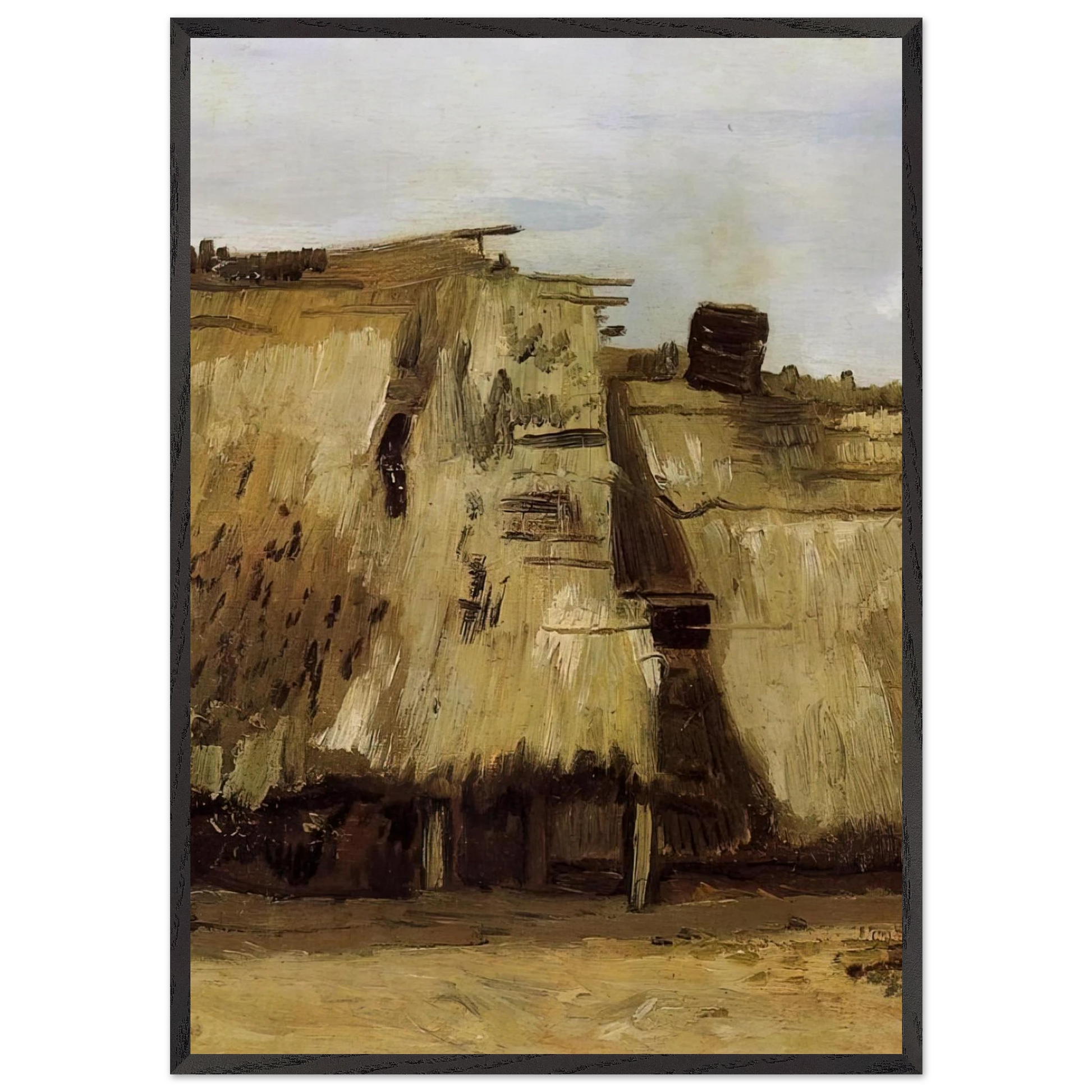 Cottage with Woman Digging - Vincent van Gogh Framed Art Print – Black Wooden Frame - Default Title - -Framed Art Print
