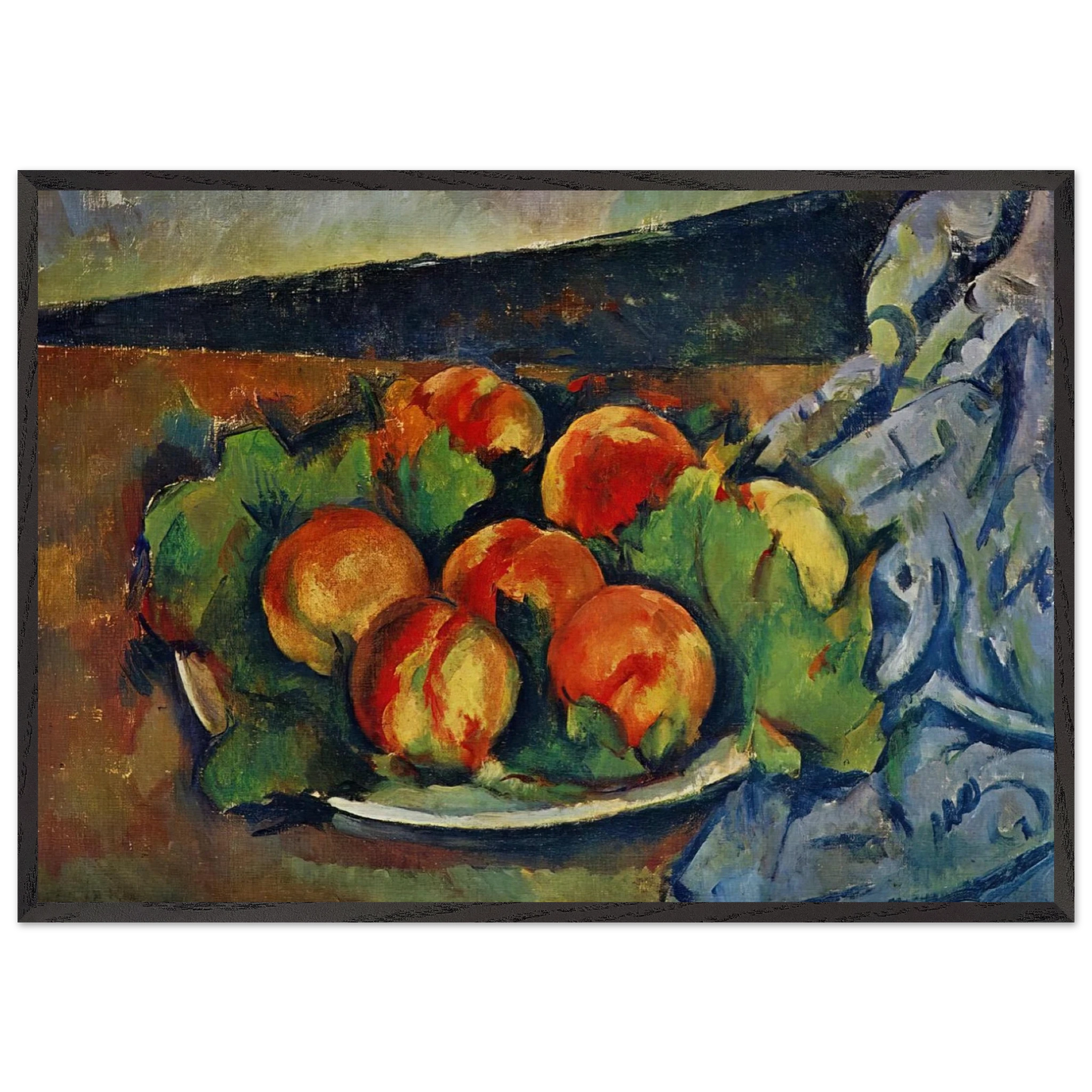 Dish of Peaches - Paul Cezanne 70x100 cm / 28x40 inches Framed Art Print – Black Wooden Frame
