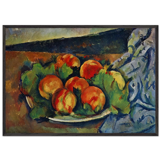 Dish of Peaches - Paul Cezanne 70x100 cm / 28x40 inches Framed Art Print – Black Wooden Frame