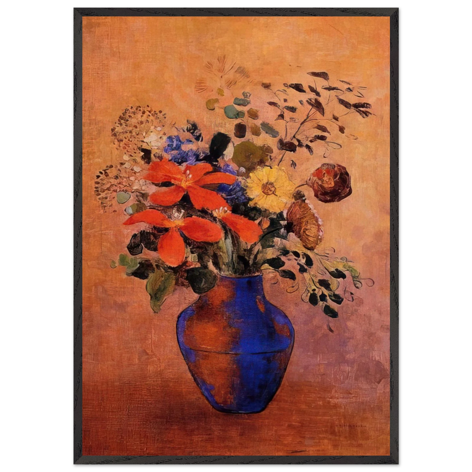 VASE OF FLOWERS 1 - Odilon Redon Framed Art Print – Black Wooden Frame - Default Title - -Framed Art Print