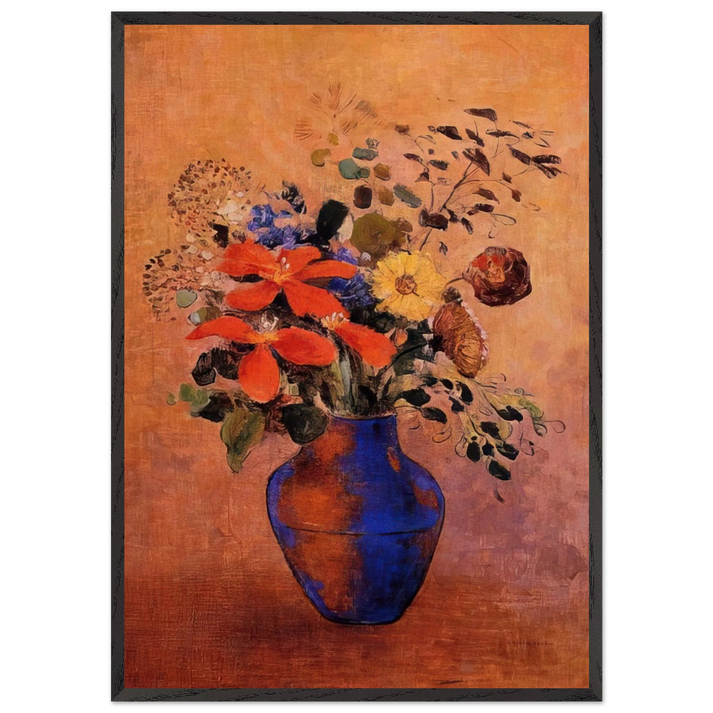 VASE OF FLOWERS 1 - Odilon Redon 70x100 cm / 28x40 inches Framed Art Print – Black Wooden Frame