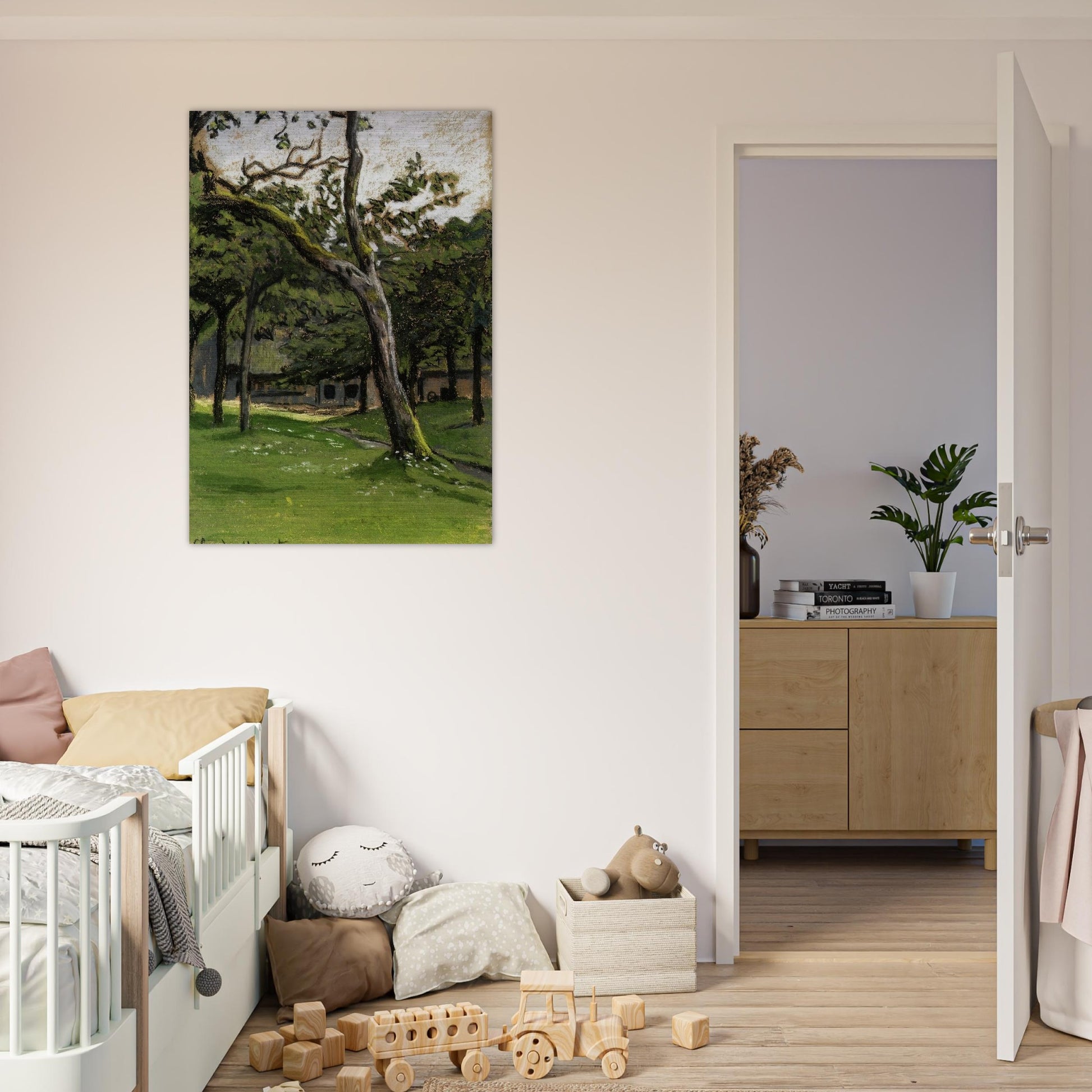 Norman Farm through the Trees - claude monet Brushed Aluminum Print - 70x100 cm / 28x40 inches | claude monet Aluminum Print | claude monet Prints