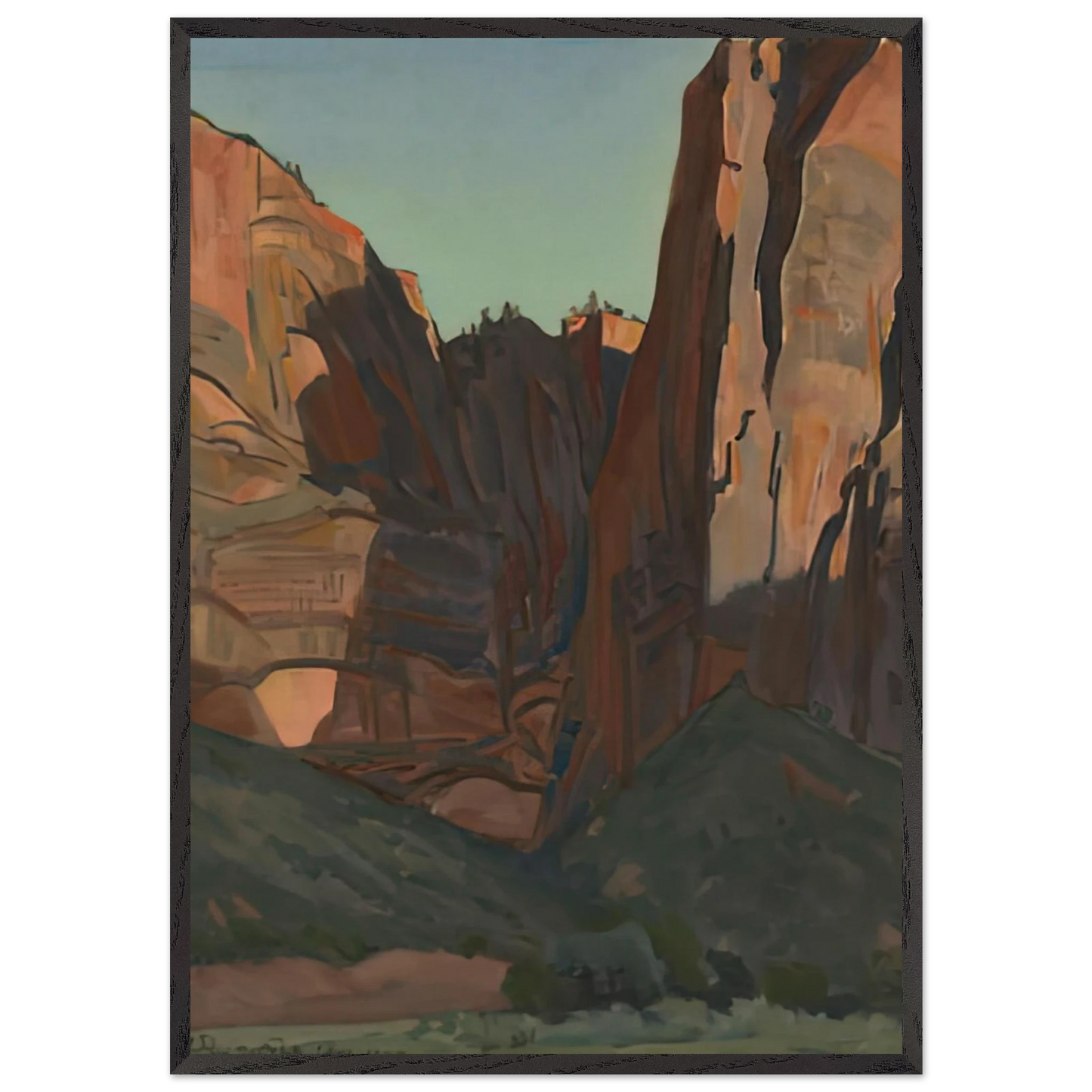 NOTCH IN THE WALL ZION NATIONAL PARK AUGUST 1933 1933 - Maynard Dixon Framed Art Print – Black Wooden Frame - Default Title - -Framed Art Print