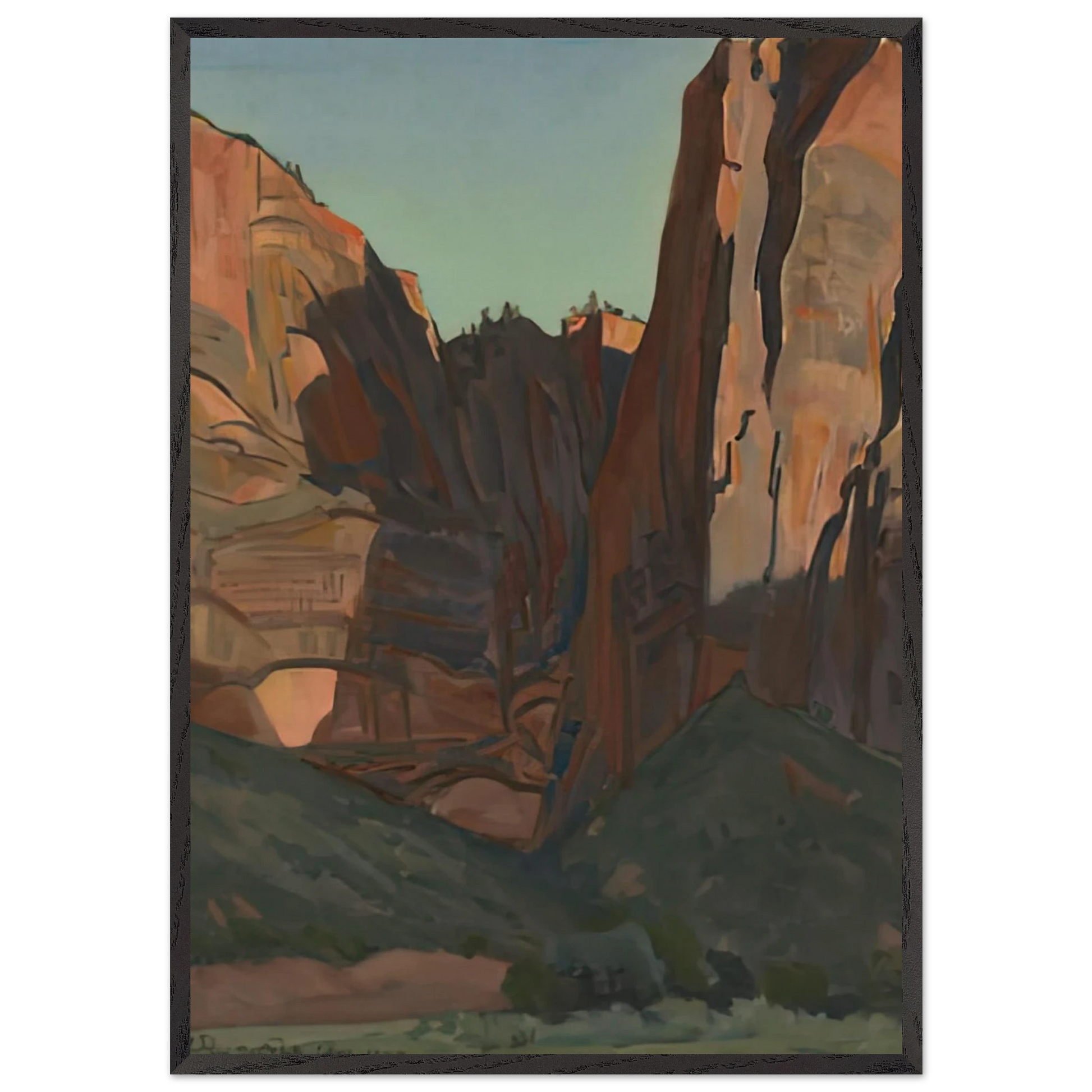 NOTCH IN THE WALL ZION NATIONAL PARK AUGUST 1933 1933 - Maynard Dixon Framed Art Print – Black Wooden Frame - Default Title - -Framed Art Print