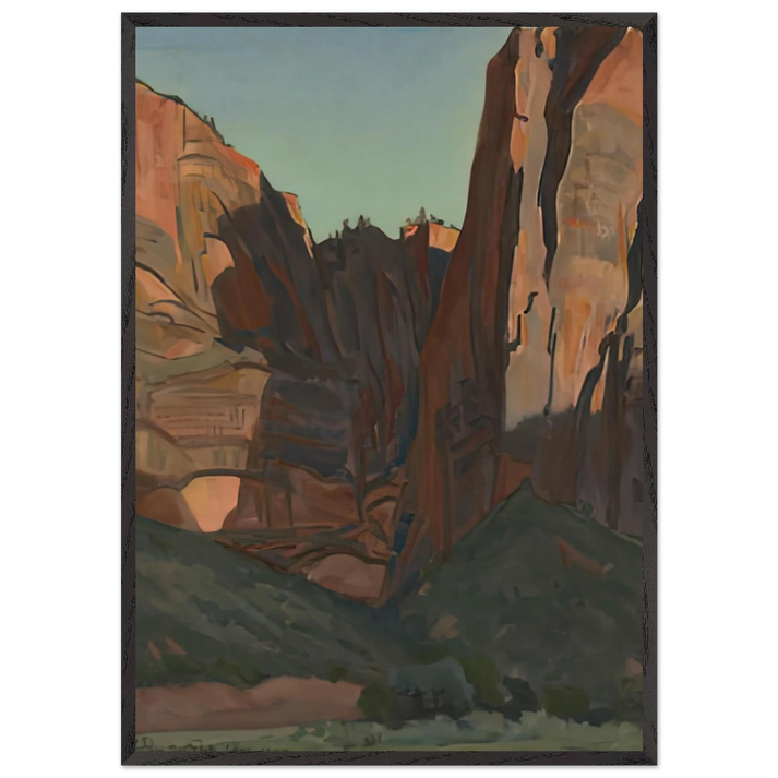 NOTCH IN THE WALL ZION NATIONAL PARK AUGUST 1933 1933 - Maynard Dixon 70x100 cm / 28x40 inches Framed Art Print – Black Wooden Frame | Maynard Dixon Paintings