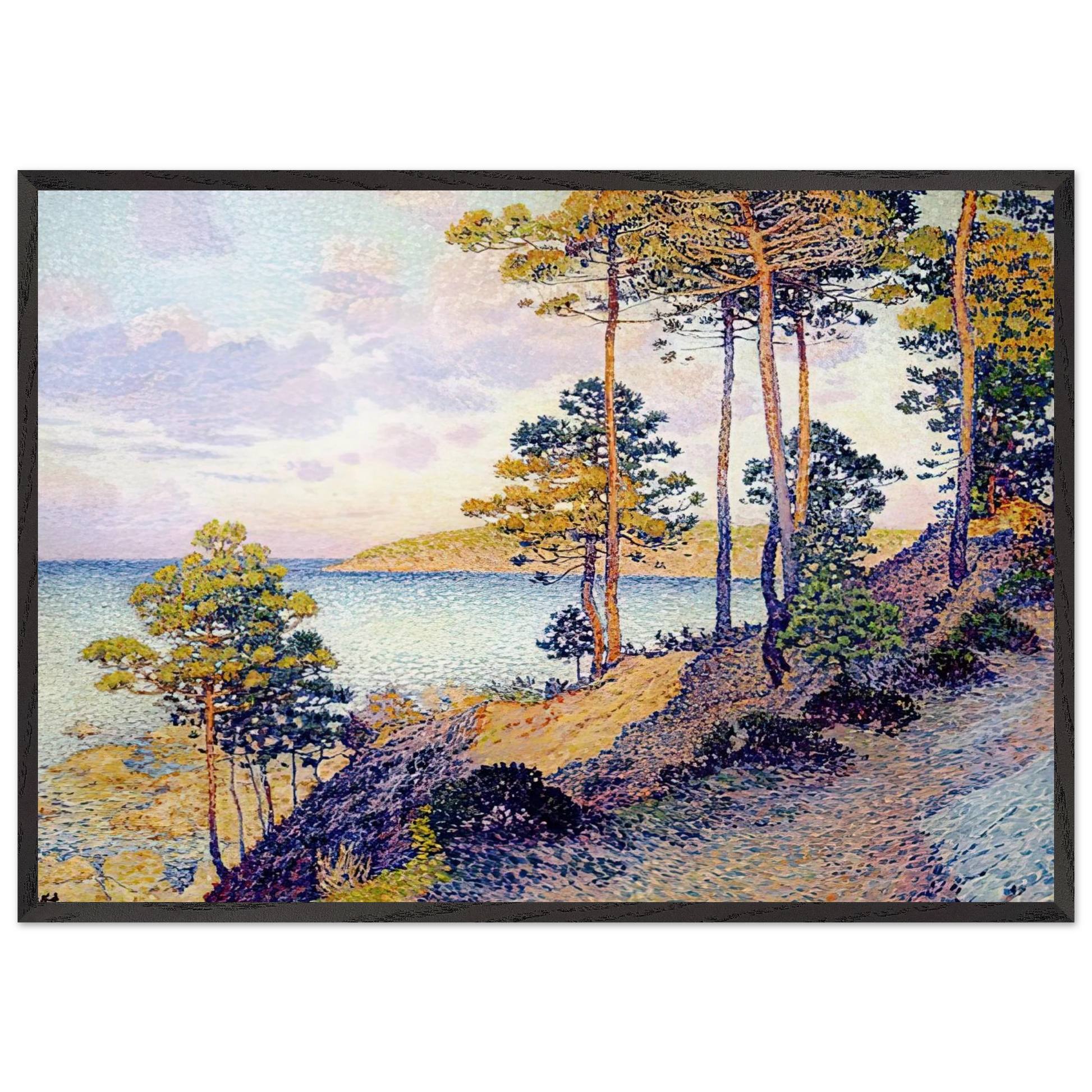 THE POINTE ST PIERRE AT ST TROPEZ 1896 - Theo van Rysselberghe Framed Art Print – Black Wooden Frame - Default Title - -Framed Art Print