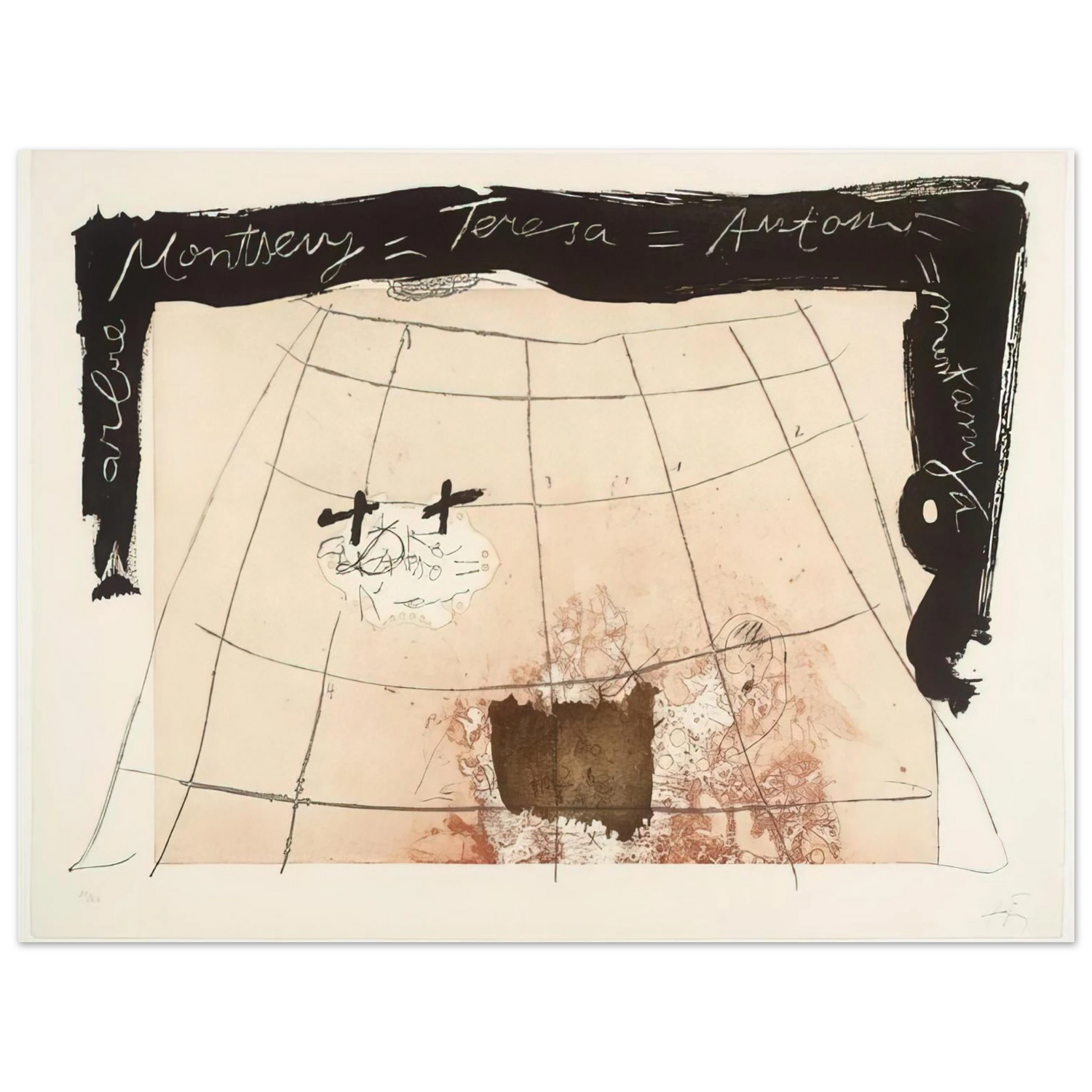 Antoni Tapies - CARTOGRAPHY 1976  75x100 cm / 30x40inches Fine Art Poster