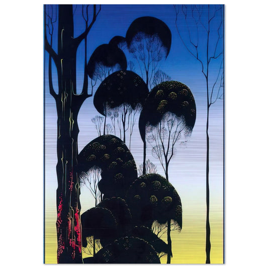 Sunrise - Eyvind Earle Brushed Aluminum Print - 70x100 cm / 28x40 inches | Eyvind Earle Aluminum Print | Eyvind Earle Prints