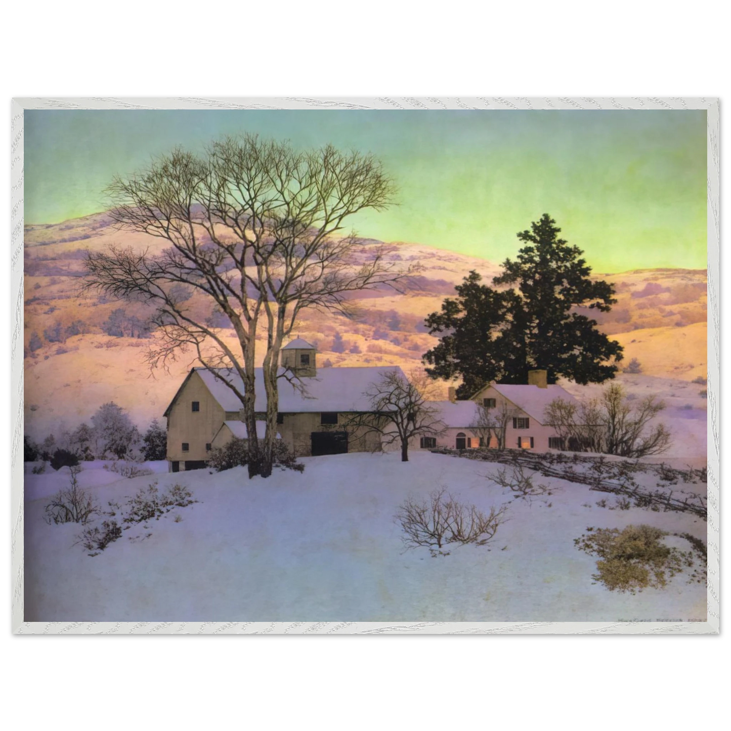 Maxfield Parrish - Afterglow Wall Art - 60x80 cm / 24x32 inches - Premium Wooden Framed Poster With Fine Art Paper - Black frame