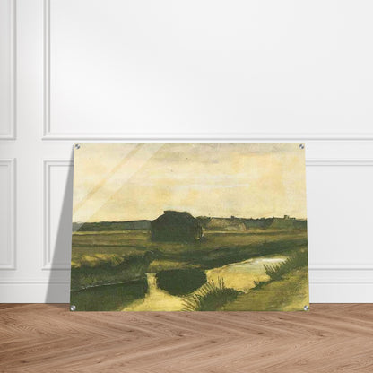 Landscape with a Stack of Peat and Farmhouses - Vincent van Gogh Acrylic Print - 70x100 cm / 28x40″ inches
